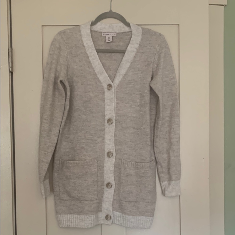 Gray Button-Up Cardigan Sweater
